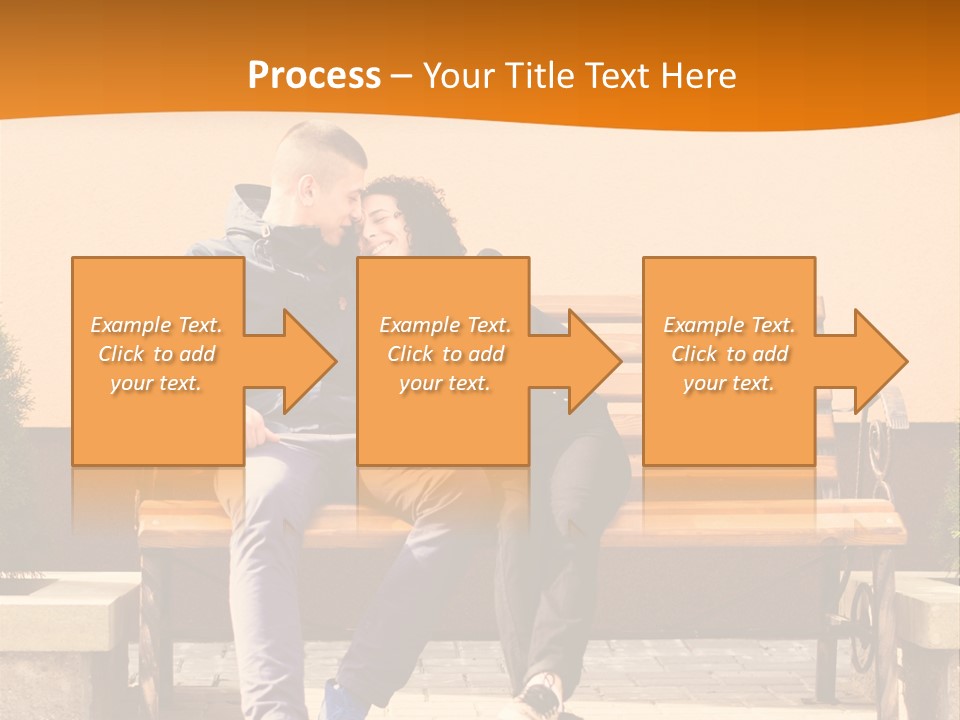 A Man And Woman Sitting On A Bench In Front Of A Building PowerPoint Template