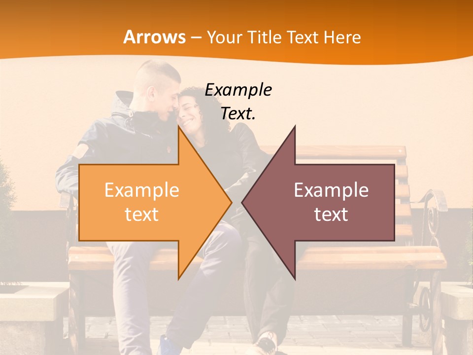 A Man And Woman Sitting On A Bench In Front Of A Building PowerPoint Template