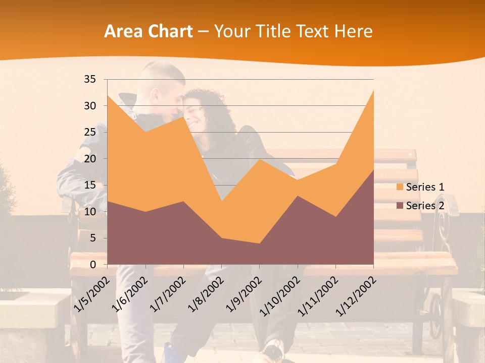 A Man And Woman Sitting On A Bench In Front Of A Building PowerPoint Template