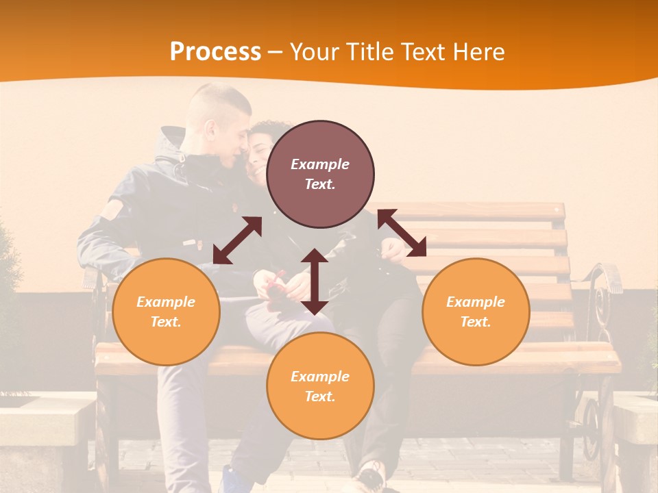 A Man And Woman Sitting On A Bench In Front Of A Building PowerPoint Template