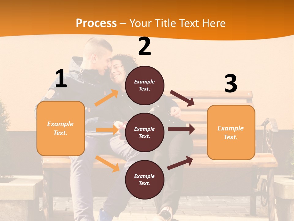 A Man And Woman Sitting On A Bench In Front Of A Building PowerPoint Template