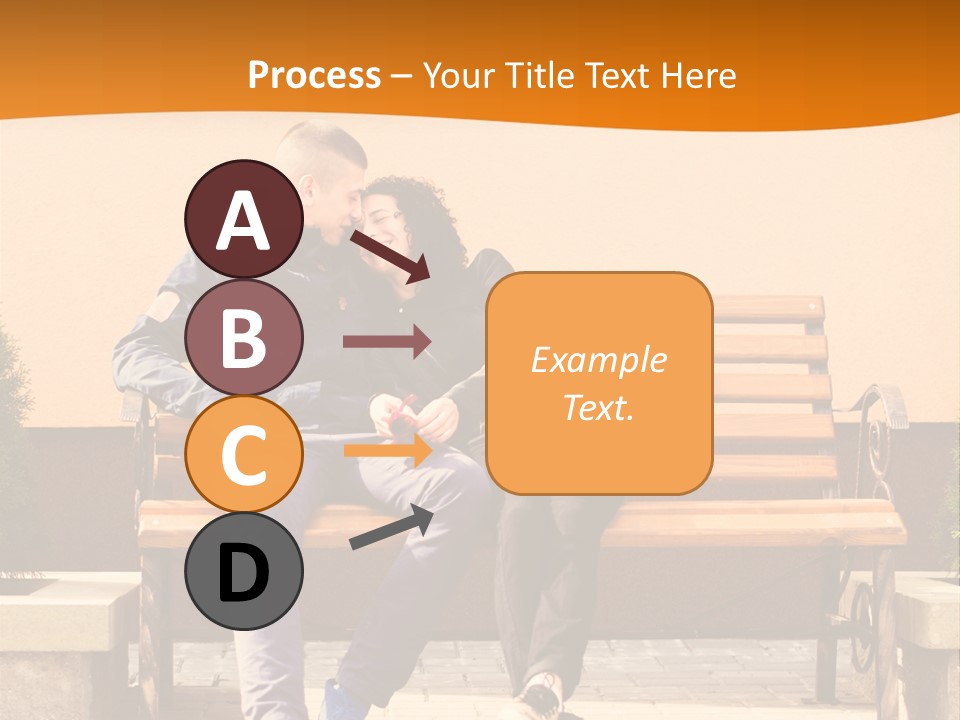 A Man And Woman Sitting On A Bench In Front Of A Building PowerPoint Template