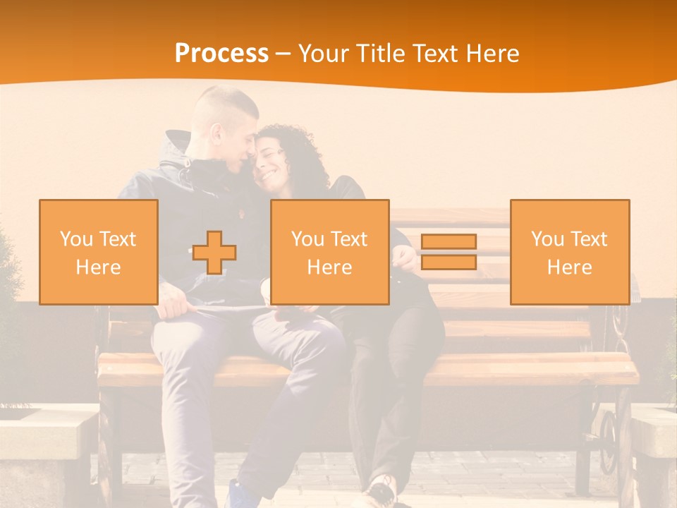 A Man And Woman Sitting On A Bench In Front Of A Building PowerPoint Template