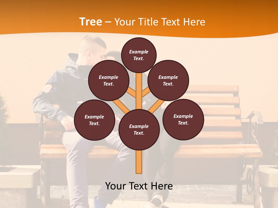 A Man And Woman Sitting On A Bench In Front Of A Building PowerPoint Template