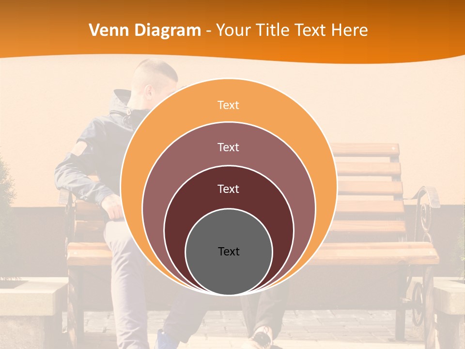 A Man And Woman Sitting On A Bench In Front Of A Building PowerPoint Template