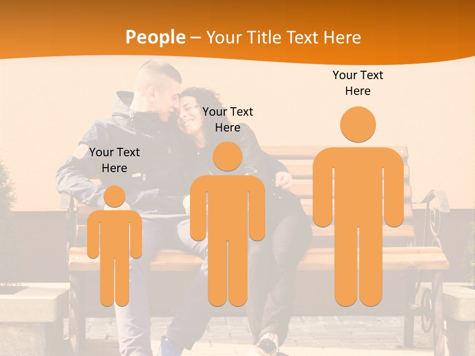 A Man And Woman Sitting On A Bench In Front Of A Building PowerPoint Template