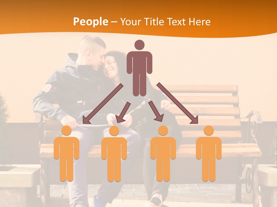 A Man And Woman Sitting On A Bench In Front Of A Building PowerPoint Template