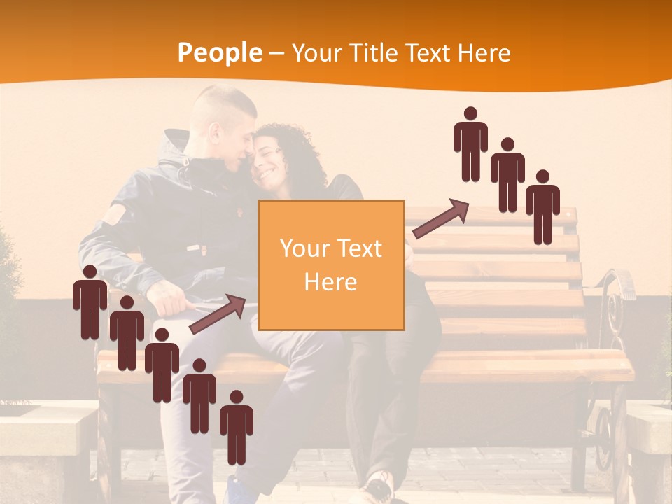A Man And Woman Sitting On A Bench In Front Of A Building PowerPoint Template