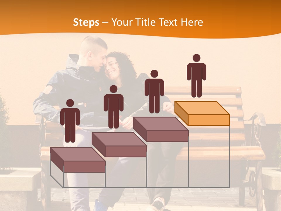 A Man And Woman Sitting On A Bench In Front Of A Building PowerPoint Template