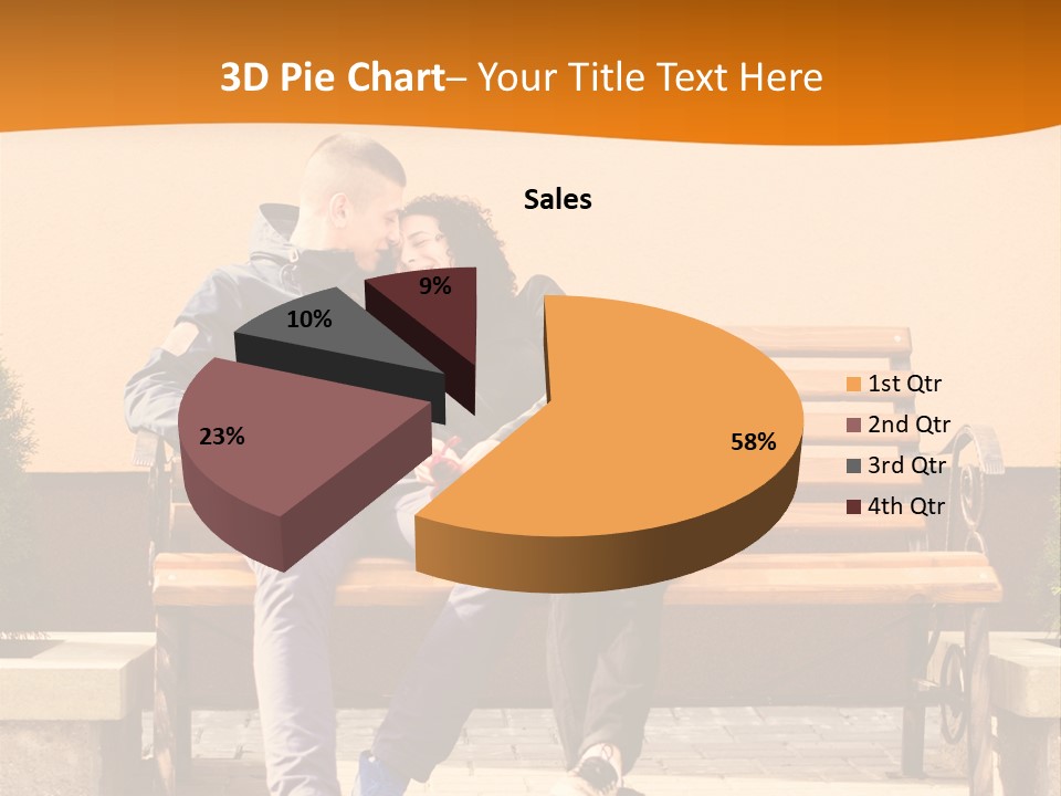 A Man And Woman Sitting On A Bench In Front Of A Building PowerPoint Template