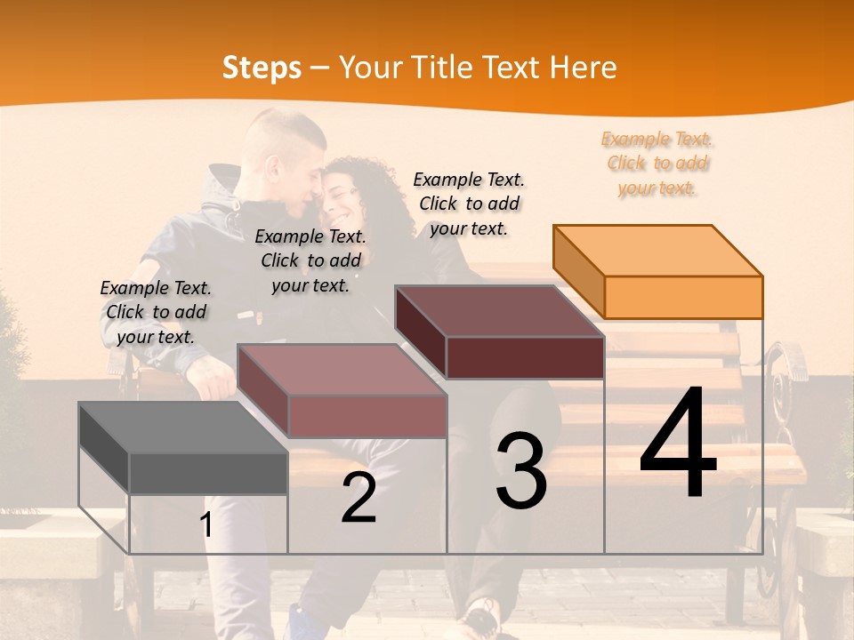 A Man And Woman Sitting On A Bench In Front Of A Building PowerPoint Template