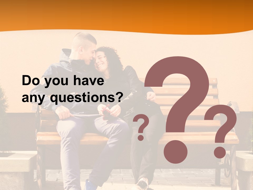 A Man And Woman Sitting On A Bench In Front Of A Building PowerPoint Template