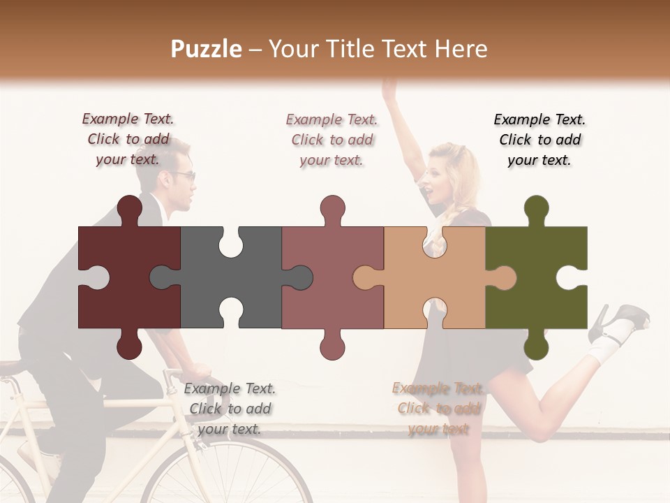 A Man Riding A Bike Next To A Woman PowerPoint Template