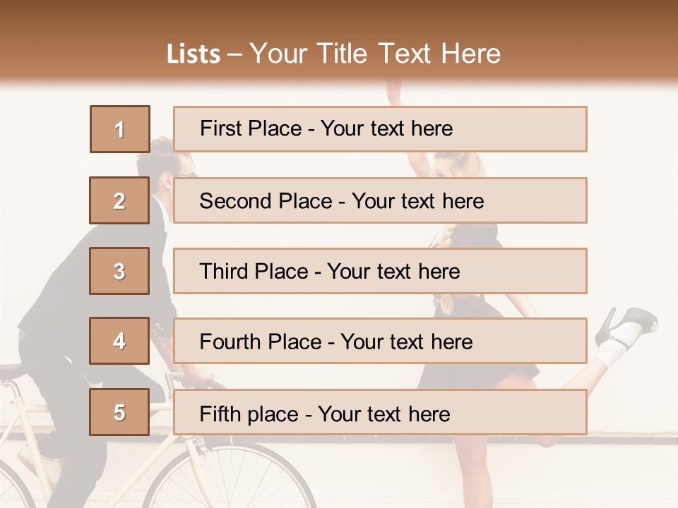 A Man Riding A Bike Next To A Woman PowerPoint Template
