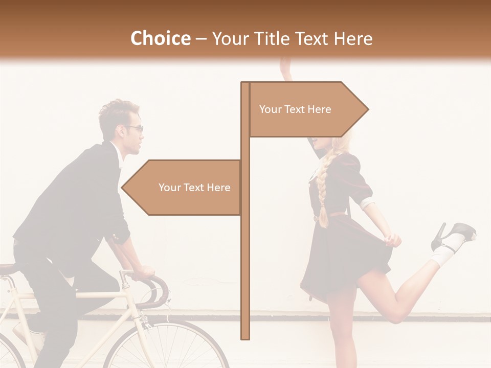 A Man Riding A Bike Next To A Woman PowerPoint Template