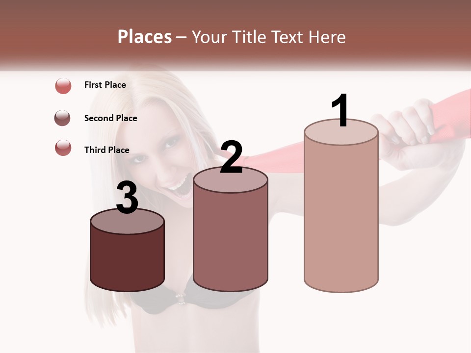 A Woman In A Bikini Is Pulling On A Red Tie PowerPoint Template