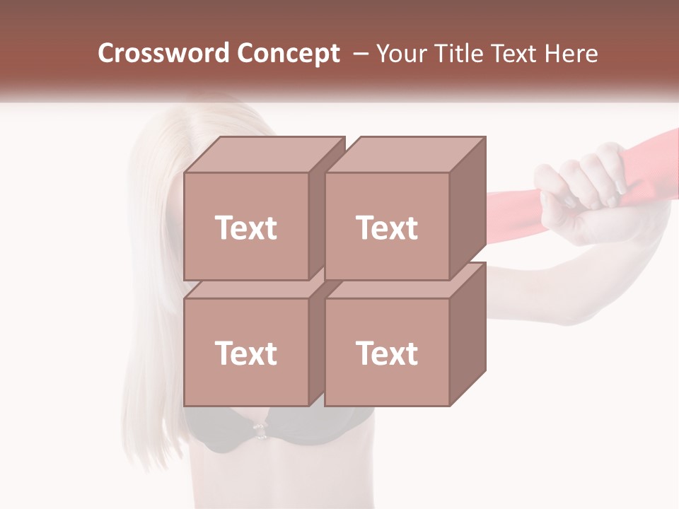 A Woman In A Bikini Is Pulling On A Red Tie PowerPoint Template