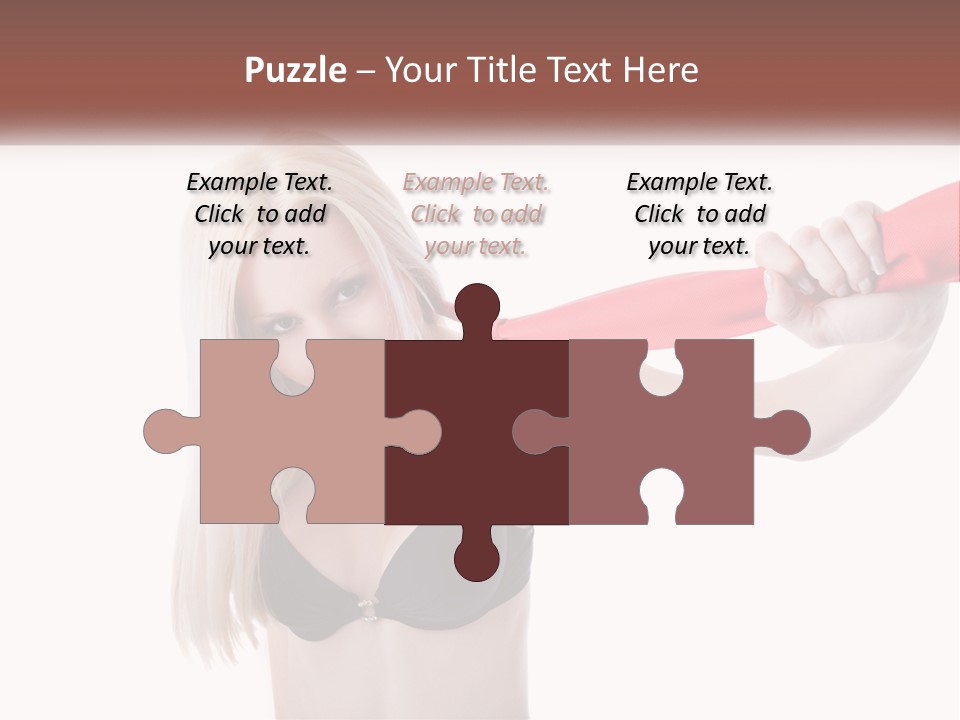 A Woman In A Bikini Is Pulling On A Red Tie PowerPoint Template