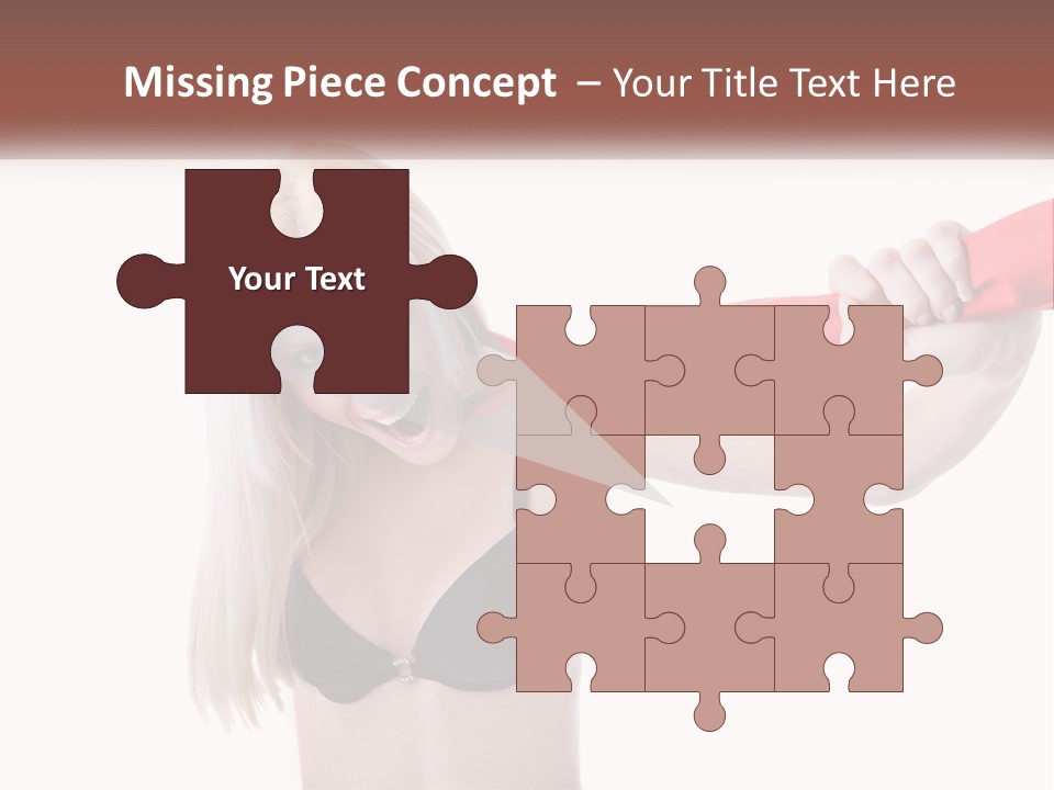 A Woman In A Bikini Is Pulling On A Red Tie PowerPoint Template