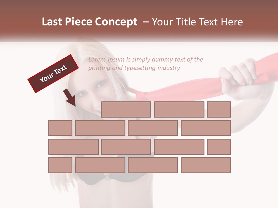 A Woman In A Bikini Is Pulling On A Red Tie PowerPoint Template