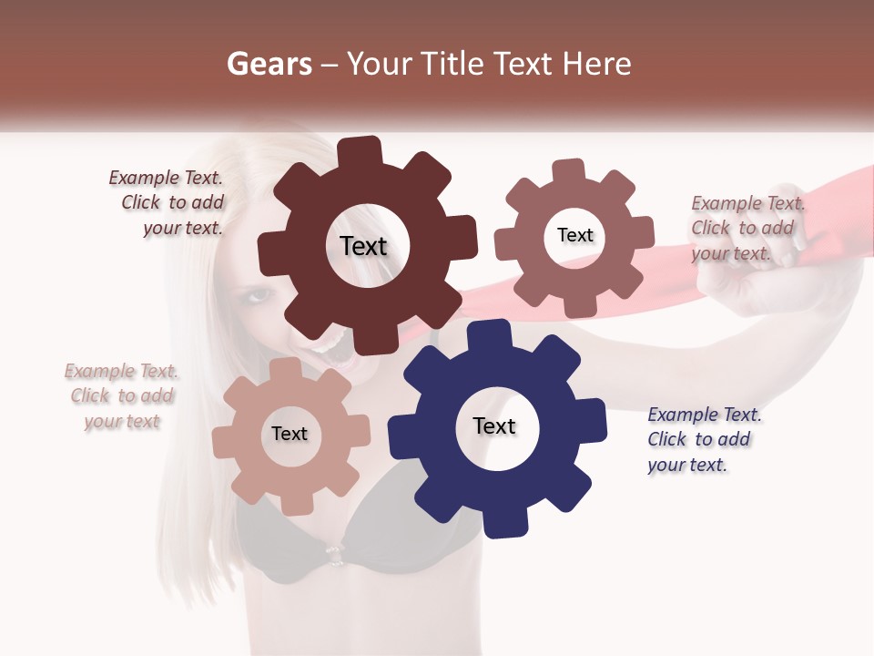 A Woman In A Bikini Is Pulling On A Red Tie PowerPoint Template