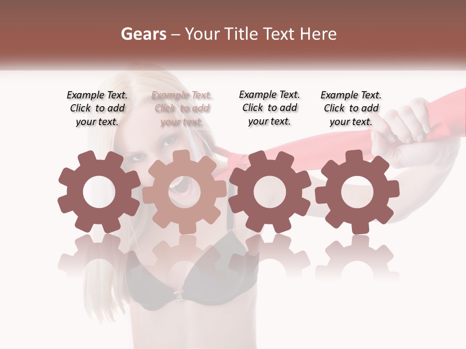 A Woman In A Bikini Is Pulling On A Red Tie PowerPoint Template