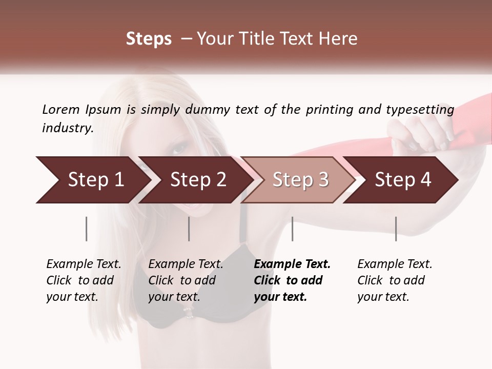 A Woman In A Bikini Is Pulling On A Red Tie PowerPoint Template