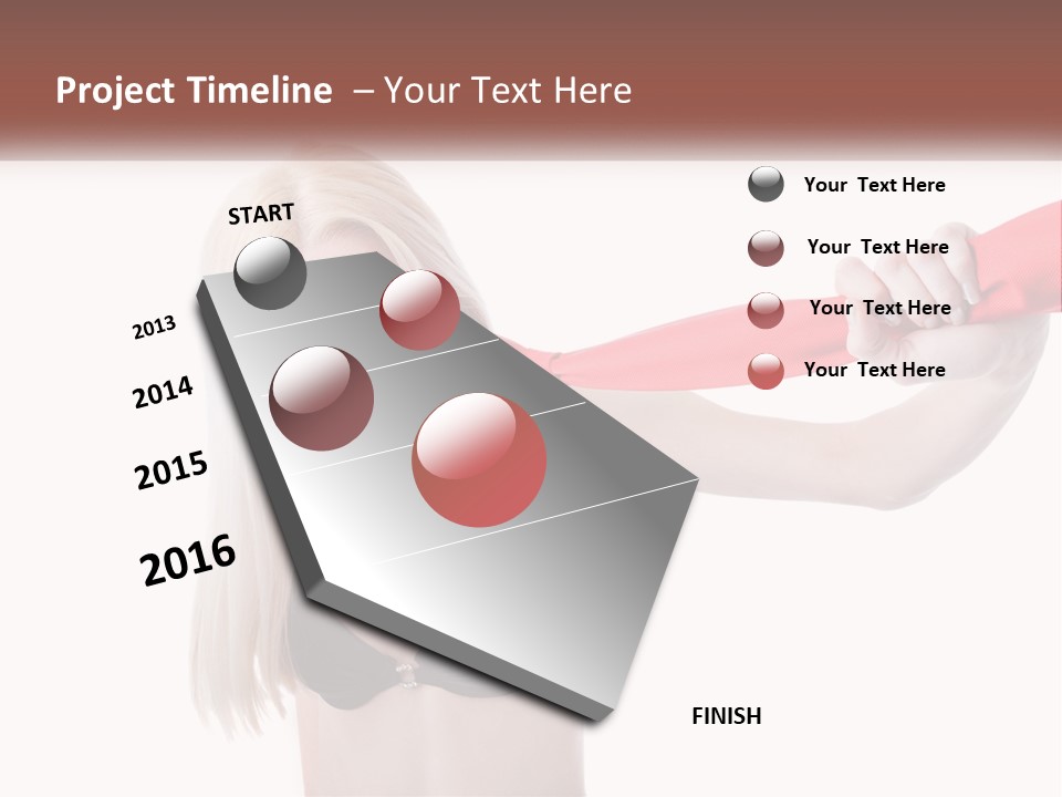 A Woman In A Bikini Is Pulling On A Red Tie PowerPoint Template