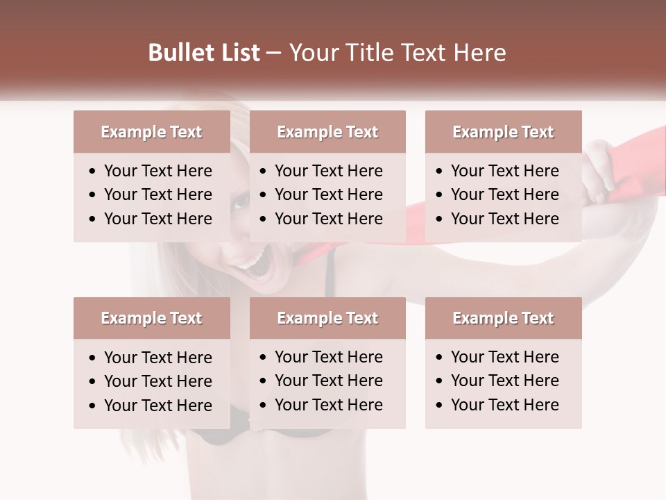 A Woman In A Bikini Is Pulling On A Red Tie PowerPoint Template