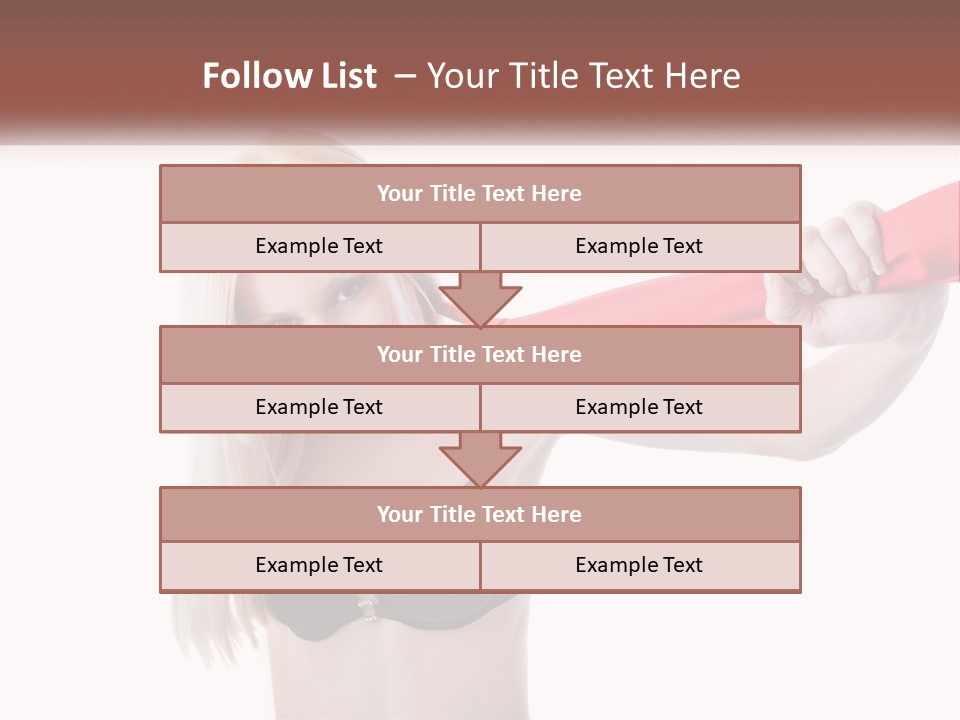 A Woman In A Bikini Is Pulling On A Red Tie PowerPoint Template