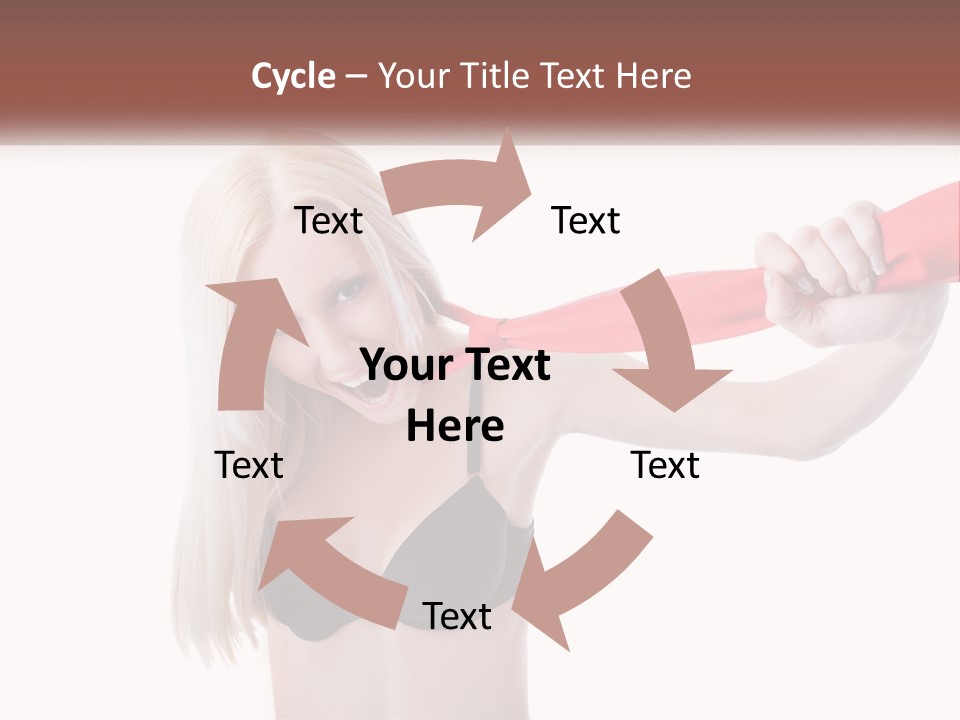 A Woman In A Bikini Is Pulling On A Red Tie PowerPoint Template