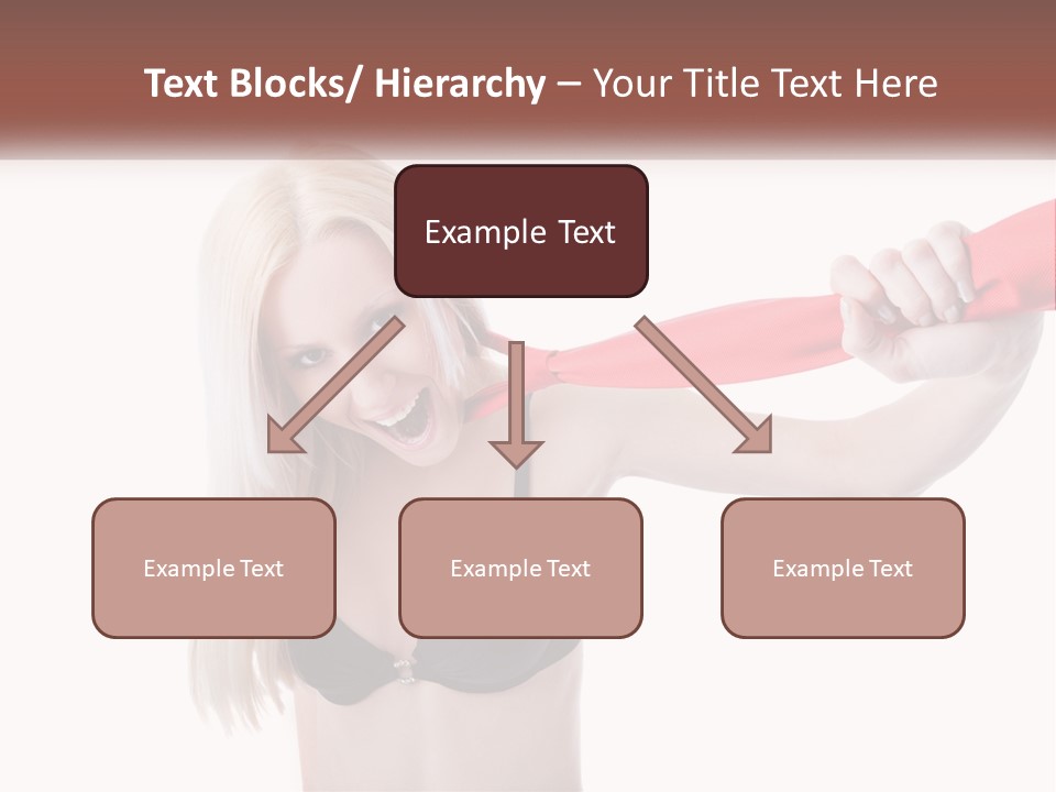 A Woman In A Bikini Is Pulling On A Red Tie PowerPoint Template