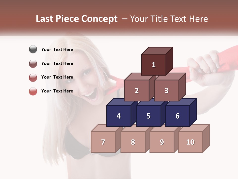 A Woman In A Bikini Is Pulling On A Red Tie PowerPoint Template