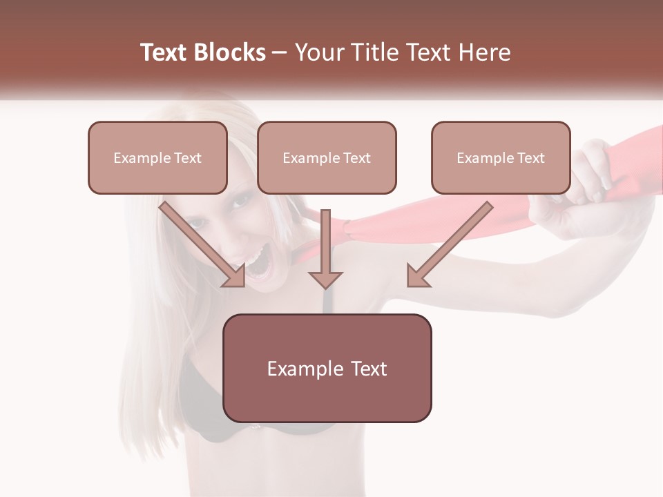 A Woman In A Bikini Is Pulling On A Red Tie PowerPoint Template