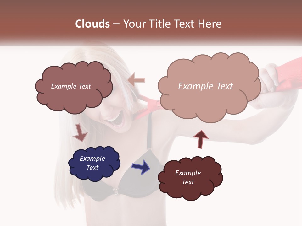 A Woman In A Bikini Is Pulling On A Red Tie PowerPoint Template