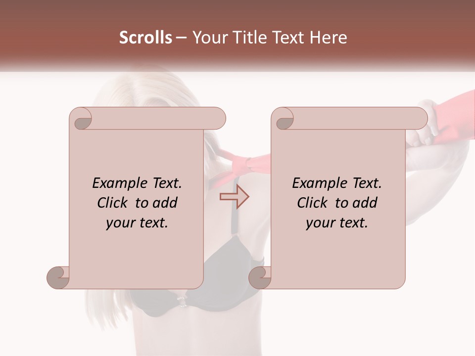 A Woman In A Bikini Is Pulling On A Red Tie PowerPoint Template