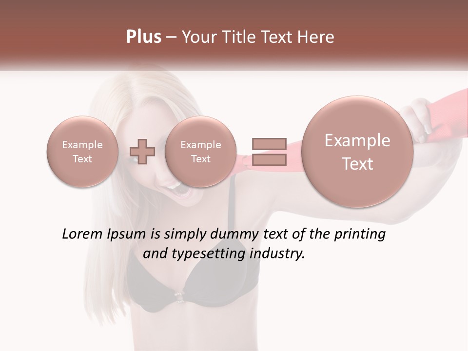 A Woman In A Bikini Is Pulling On A Red Tie PowerPoint Template