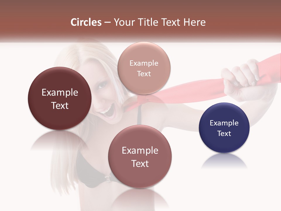 A Woman In A Bikini Is Pulling On A Red Tie PowerPoint Template