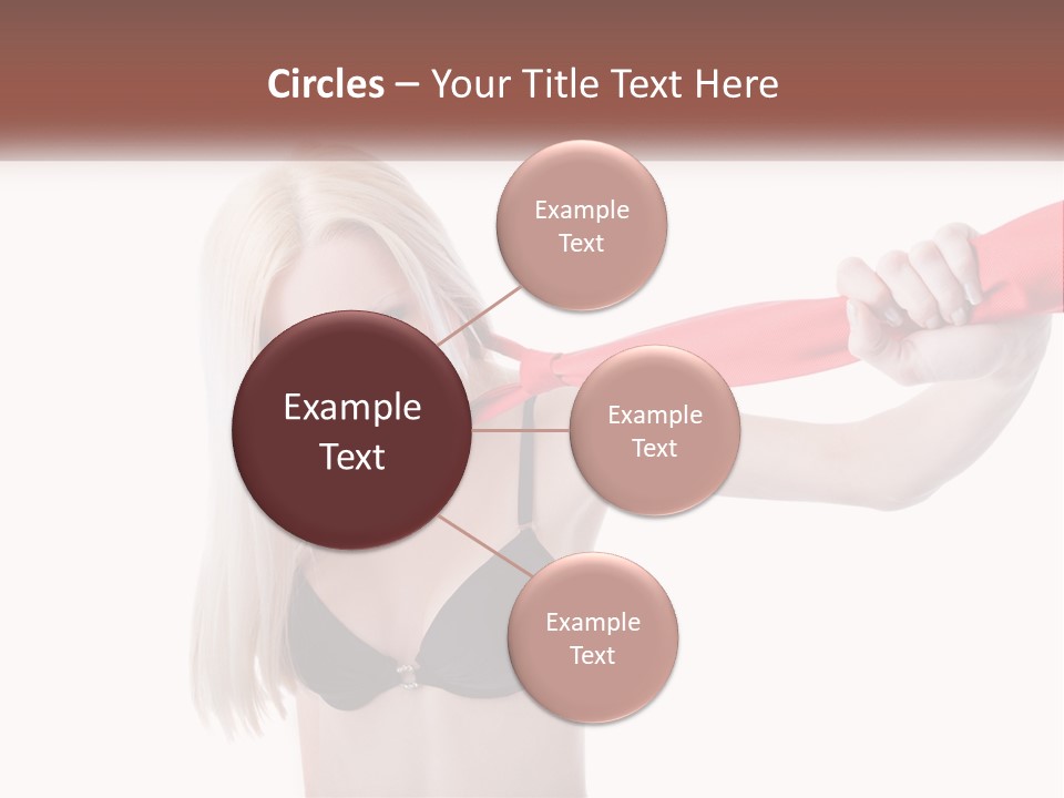 A Woman In A Bikini Is Pulling On A Red Tie PowerPoint Template