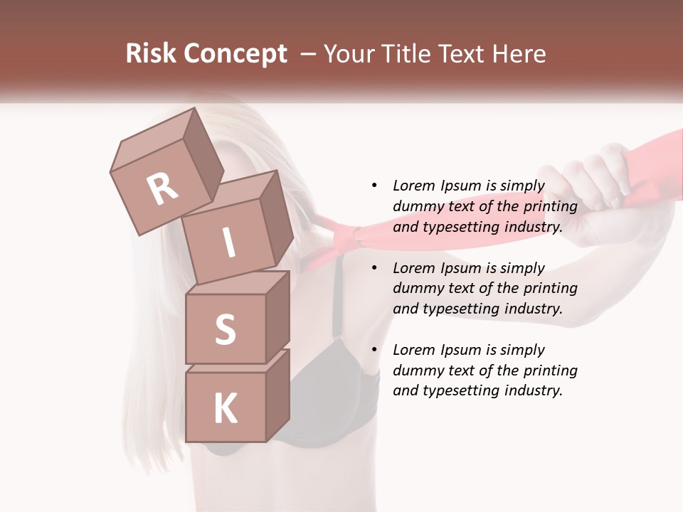 A Woman In A Bikini Is Pulling On A Red Tie PowerPoint Template