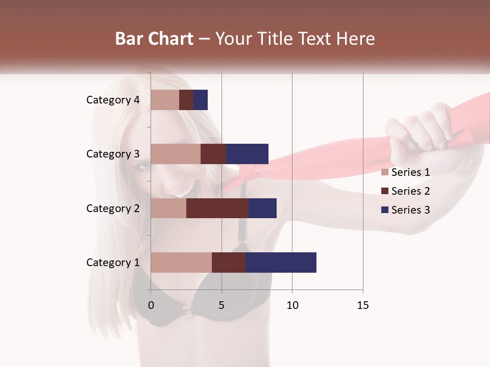 A Woman In A Bikini Is Pulling On A Red Tie PowerPoint Template