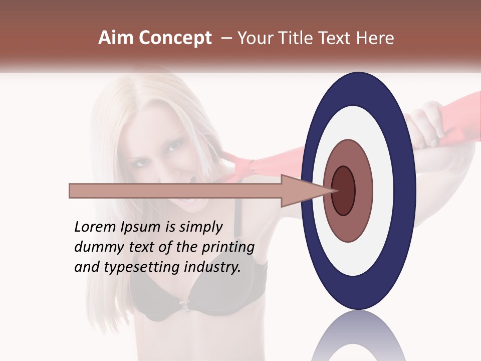A Woman In A Bikini Is Pulling On A Red Tie PowerPoint Template