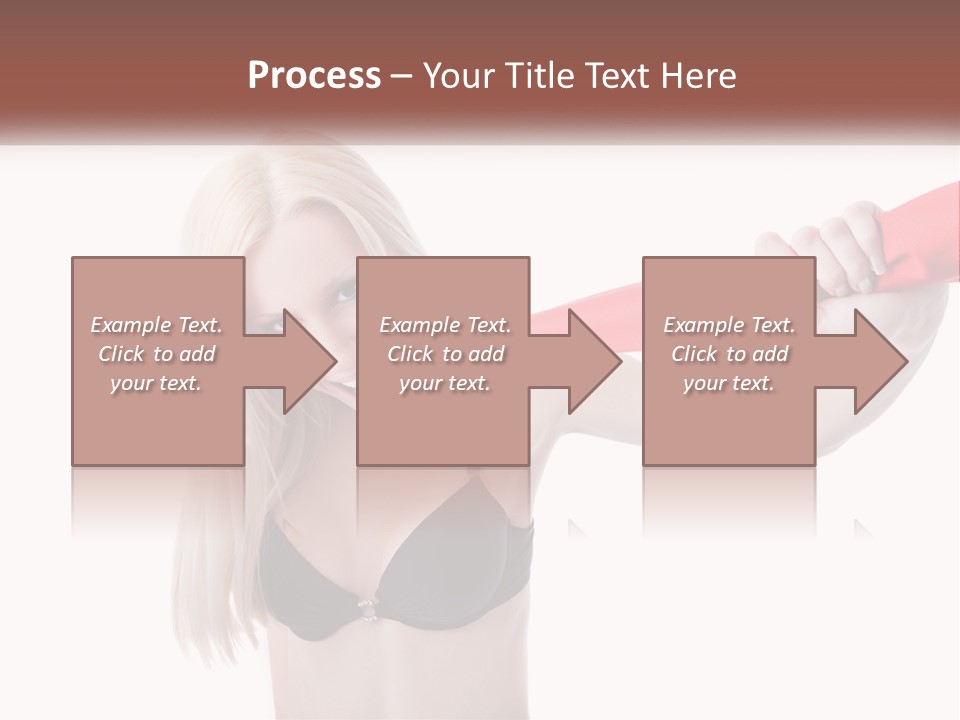 A Woman In A Bikini Is Pulling On A Red Tie PowerPoint Template