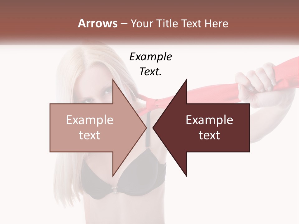 A Woman In A Bikini Is Pulling On A Red Tie PowerPoint Template