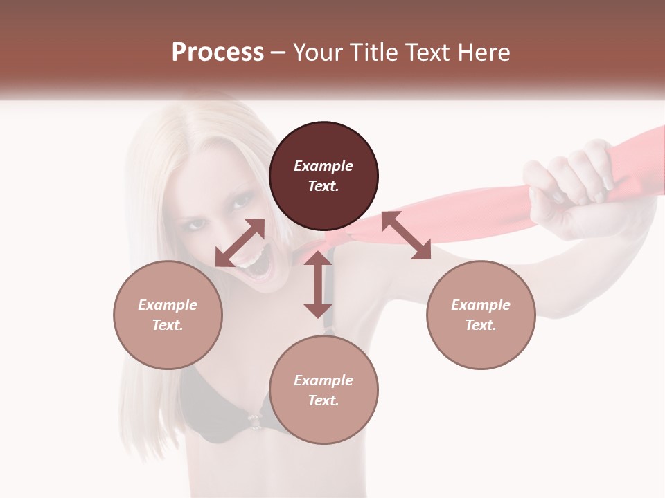 A Woman In A Bikini Is Pulling On A Red Tie PowerPoint Template