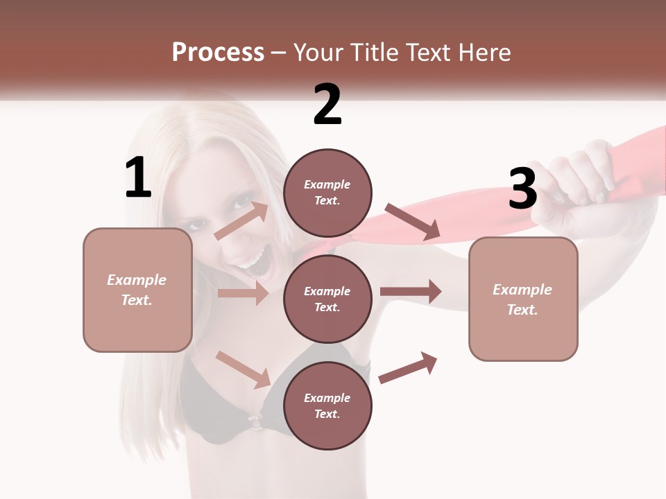 A Woman In A Bikini Is Pulling On A Red Tie PowerPoint Template