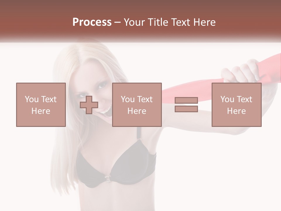 A Woman In A Bikini Is Pulling On A Red Tie PowerPoint Template