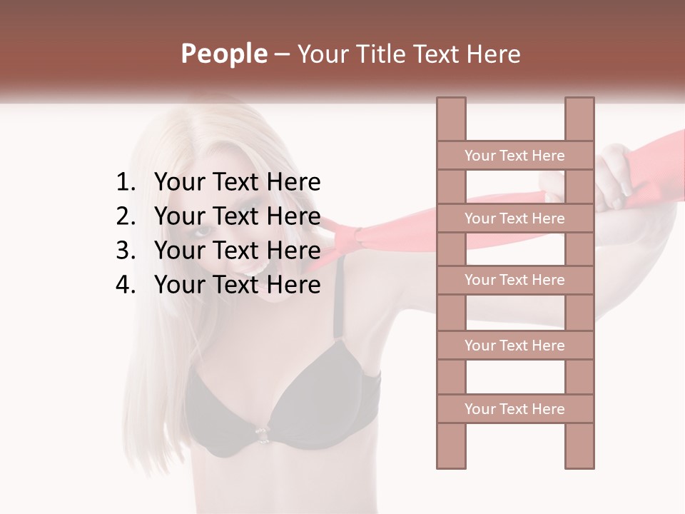 A Woman In A Bikini Is Pulling On A Red Tie PowerPoint Template