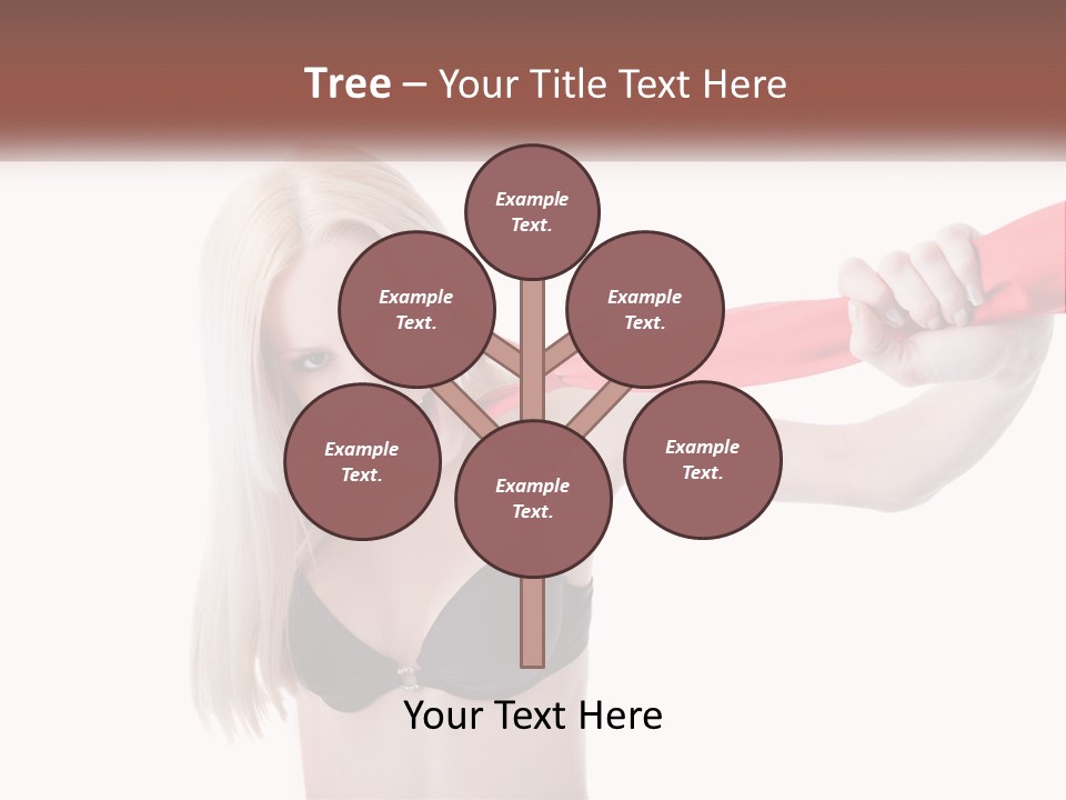 A Woman In A Bikini Is Pulling On A Red Tie PowerPoint Template