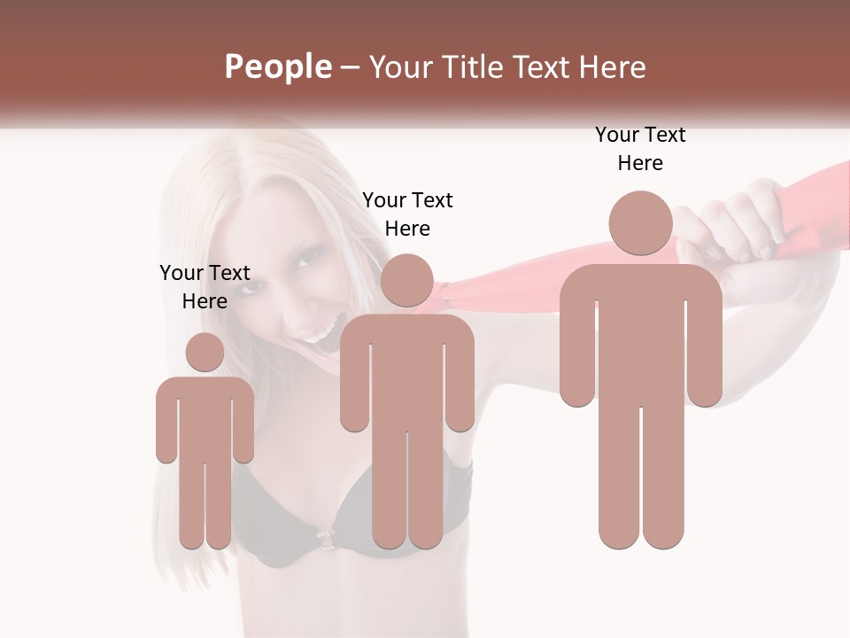 A Woman In A Bikini Is Pulling On A Red Tie PowerPoint Template